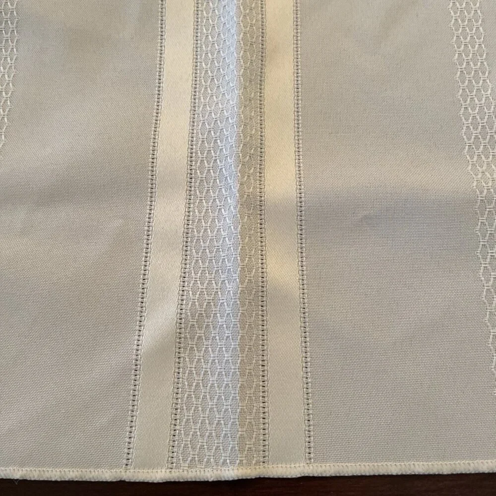 Vintage 80s Ivory Damask Napkins Striped Jacquard Retro 17X17